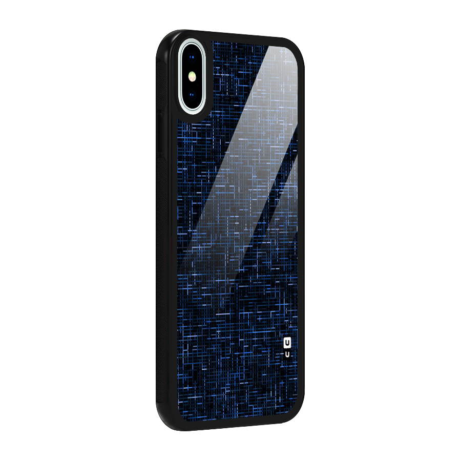 Criss Cross Blue Pattern Glass Back Case for iPhone X