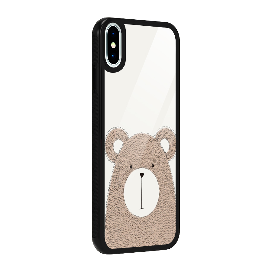 Cute Bear Glass Back Case for iPhone X