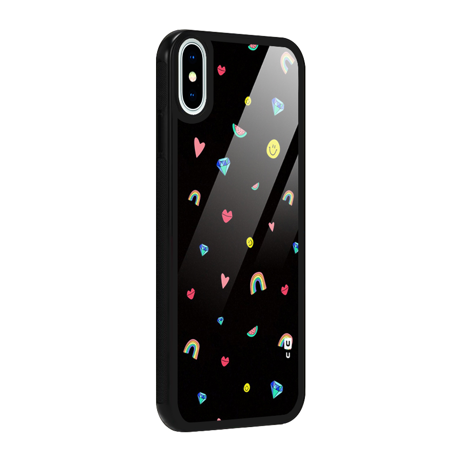 Cute Multicolor Shapes Glass Back Case for iPhone X