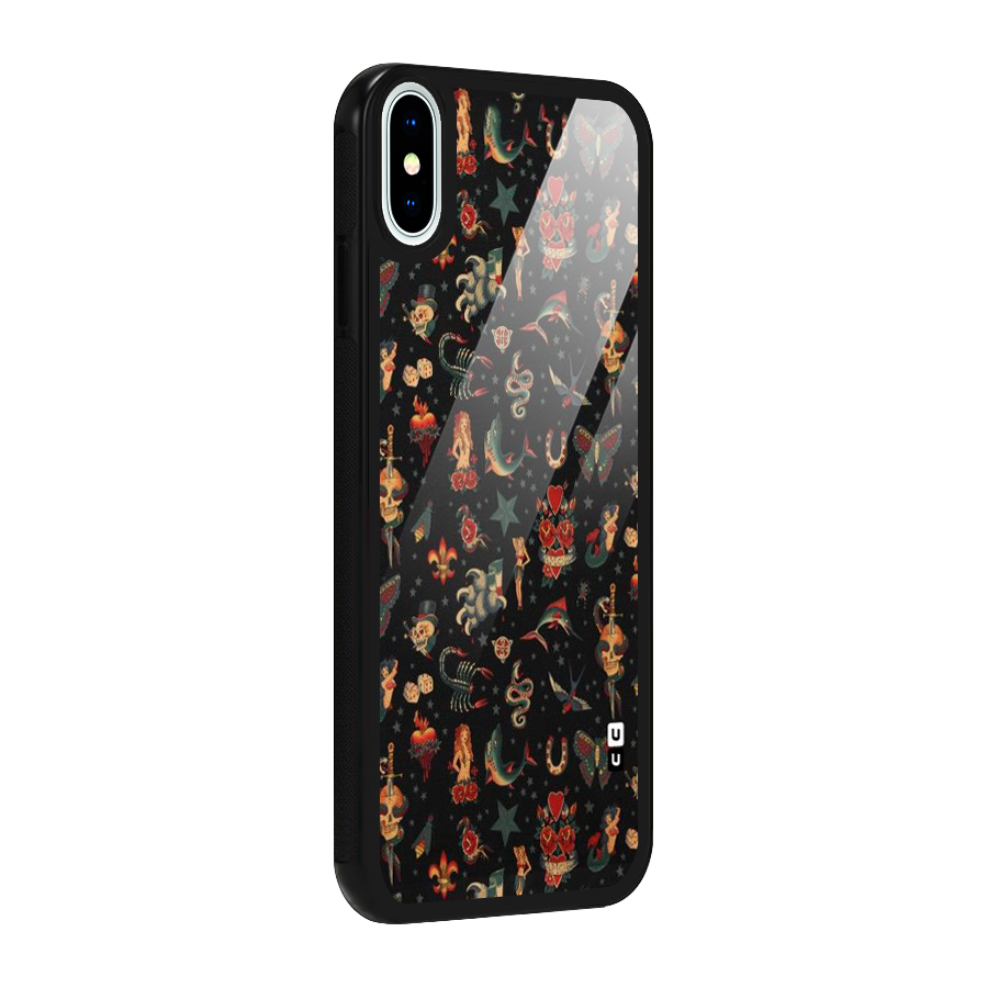 Dark Pattern Glass Back Case for iPhone X