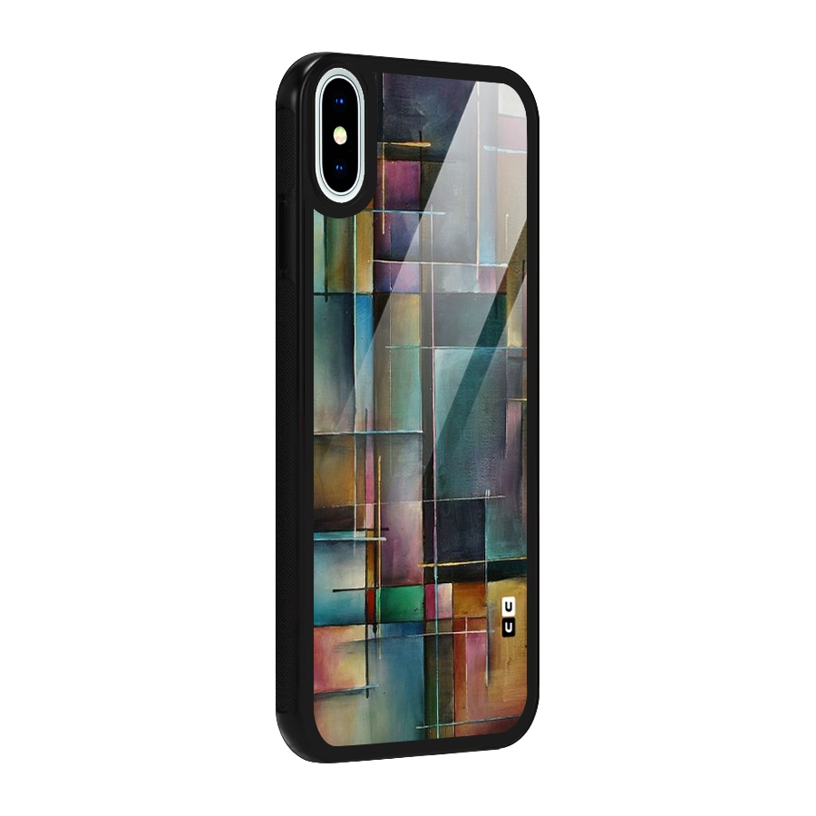 Dark Square Shapes Glass Back Case for iPhone X