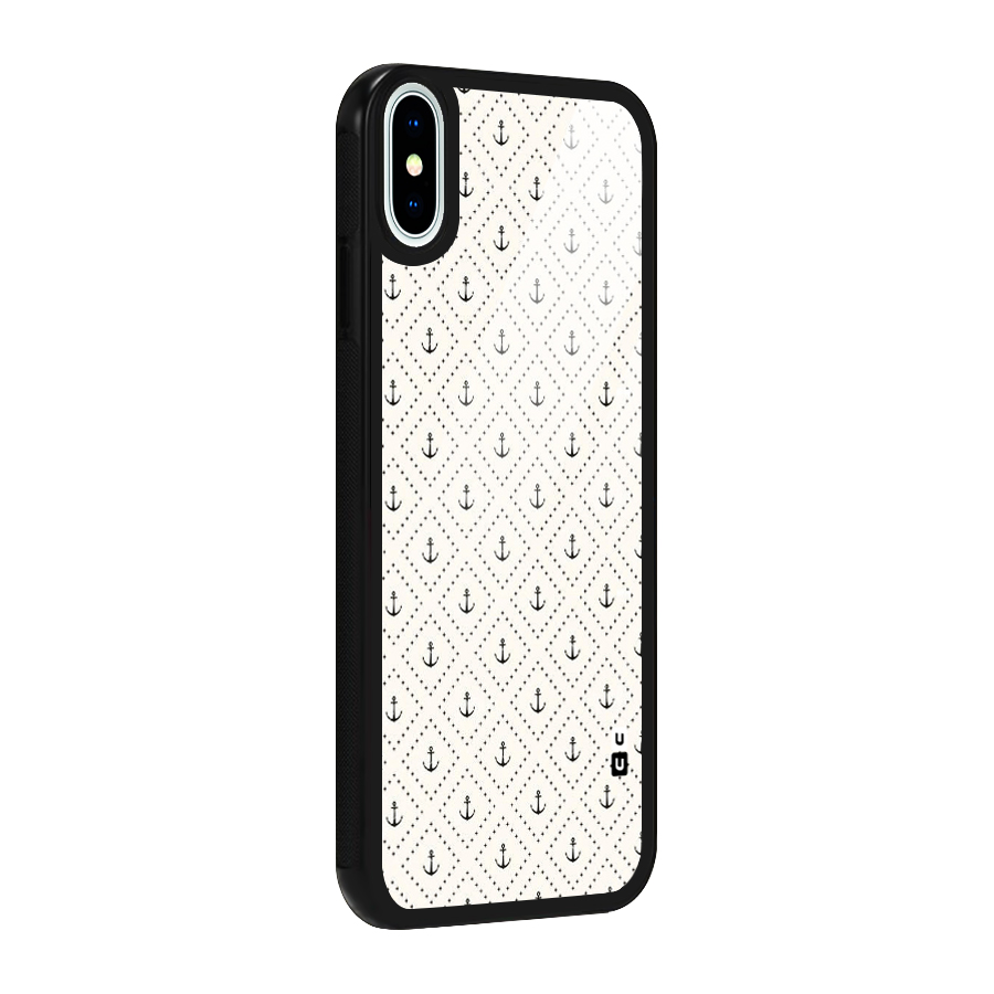 Diamond Anchor Design Glass Back Case for iPhone X