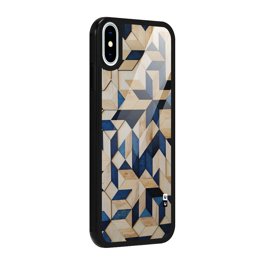Disorted Wood Blue Glass Back Case for iPhone X