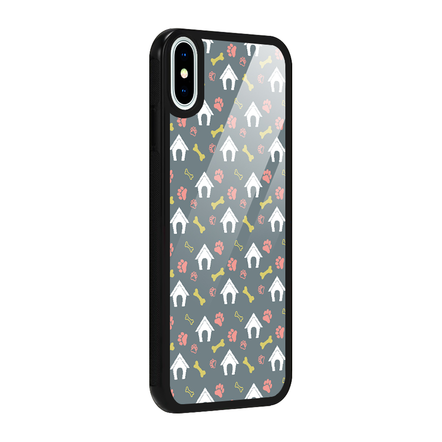 Dog Pattern Glass Back Case for iPhone X