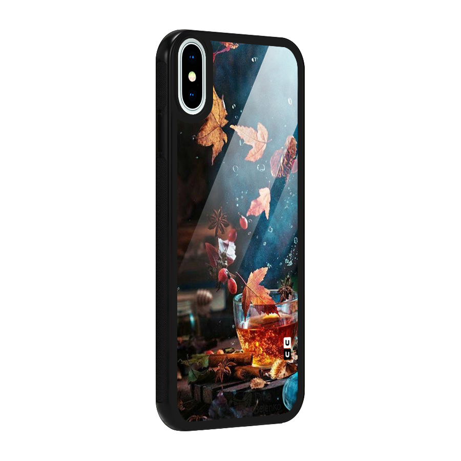 Falling Leaves Tea Glass Back Case for iPhone X