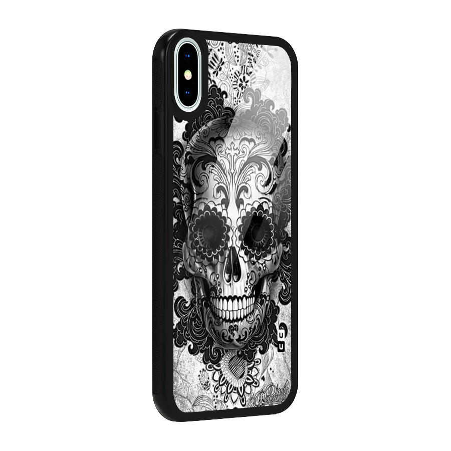 Floral Ghost Glass Back Case for iPhone X