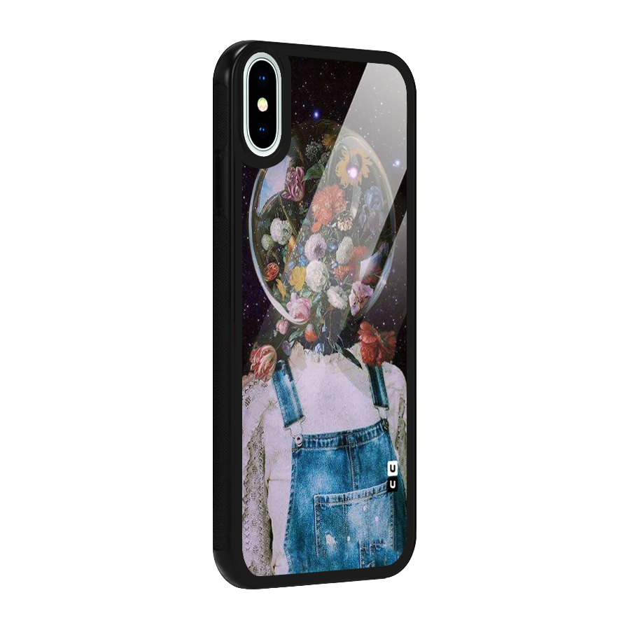 Flower Face Glass Back Case for iPhone X