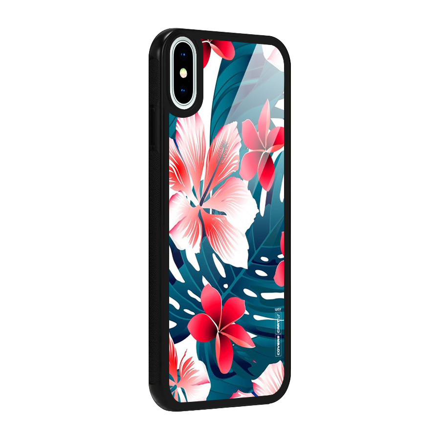 Flower design Glass Back Case for iPhone X