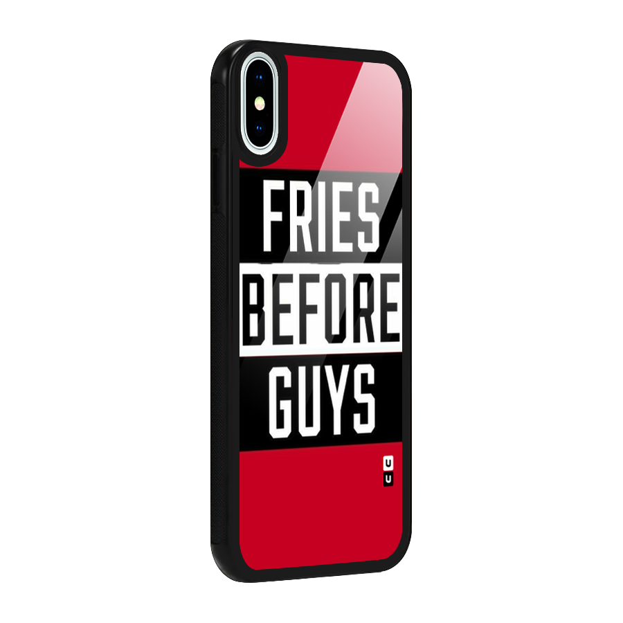 Fries Love Stripes Glass Back Case for iPhone X