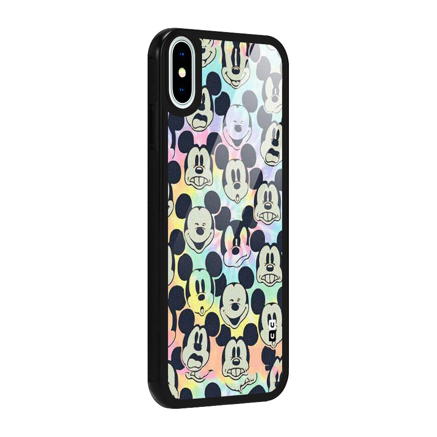 Fun Rainbow Faces Glass Back Case for iPhone X
