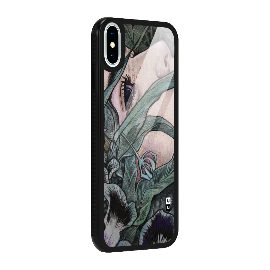 Girl Grass Art Glass Back Case for iPhone X