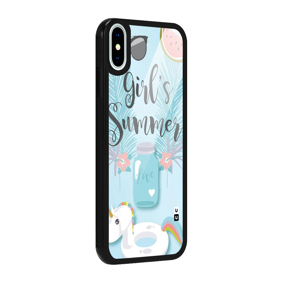 Girls Summer Glass Back Case for iPhone X