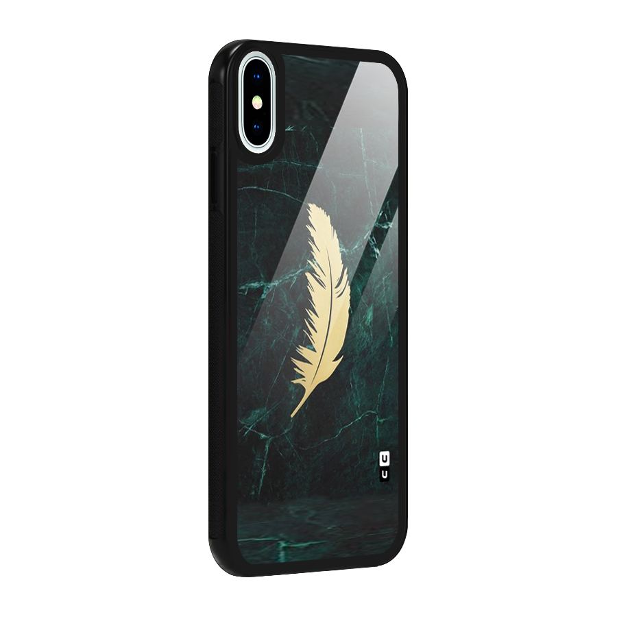 Golden Feather Glass Back Case for iPhone X