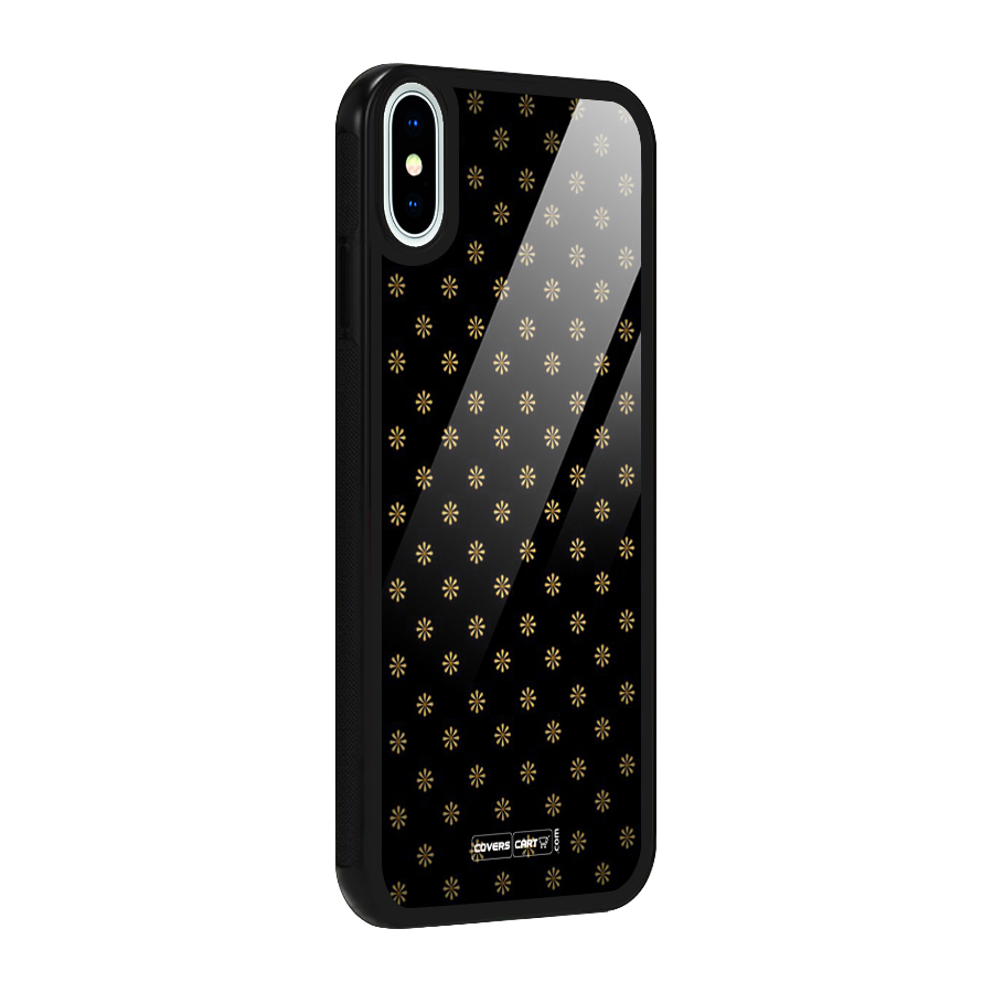 Golden Flowers Glass Back Case for iPhone X