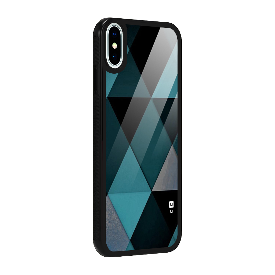 Green Black Shapes Glass Back Case for iPhone X