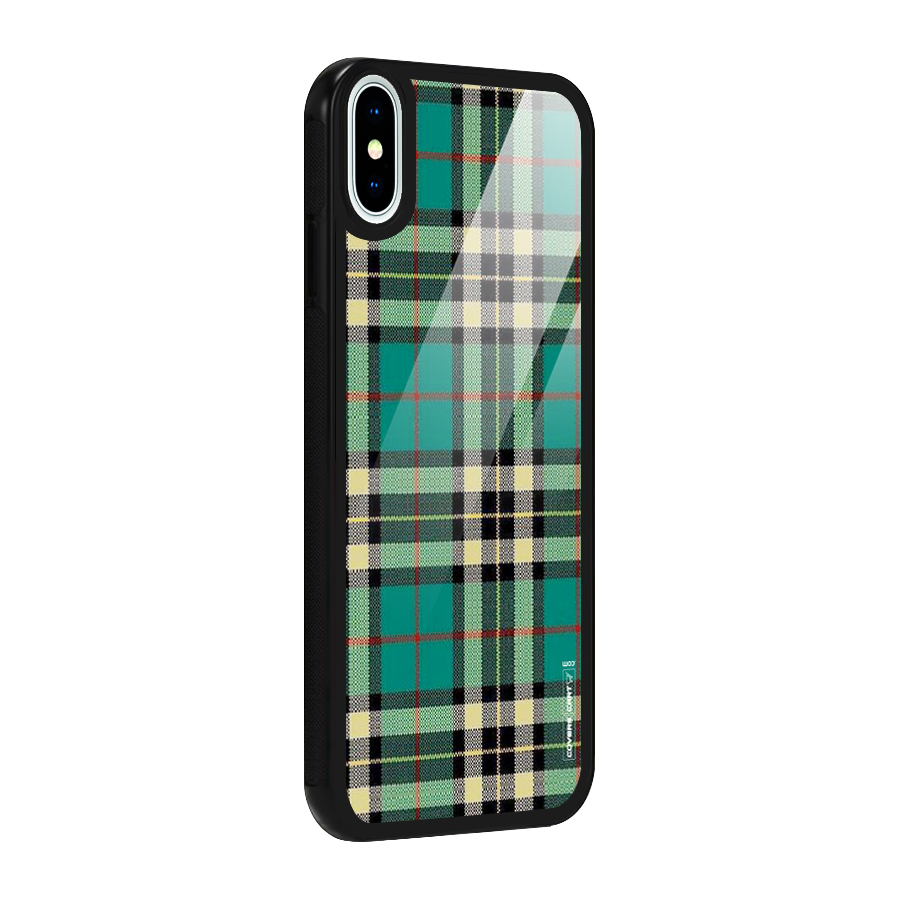 Green Check Glass Back Case for iPhone X