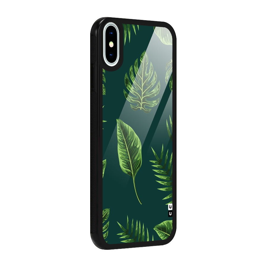 Green Leafs Glass Back Case for iPhone X