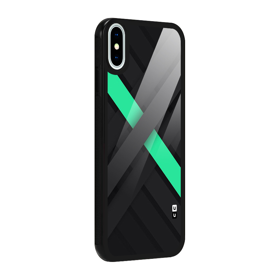 Green Stripe Diagonal Glass Back Case for iPhone X