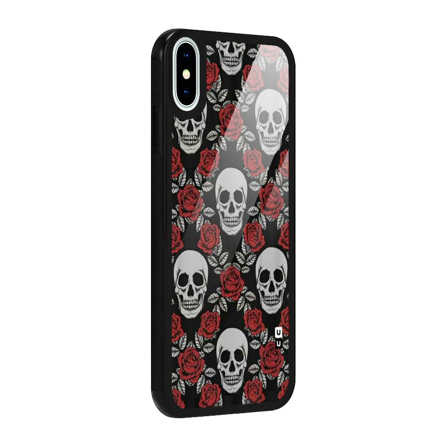 Grey Skulls Glass Back Case for iPhone X