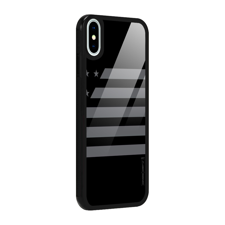 Grey Star Striped Pattern Glass Back Case for iPhone X
