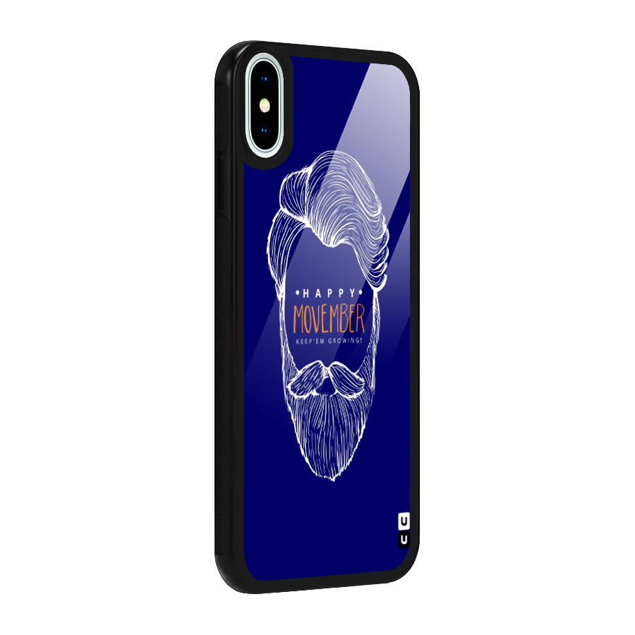 Happy Movember Blue Glass Back Case for iPhone X