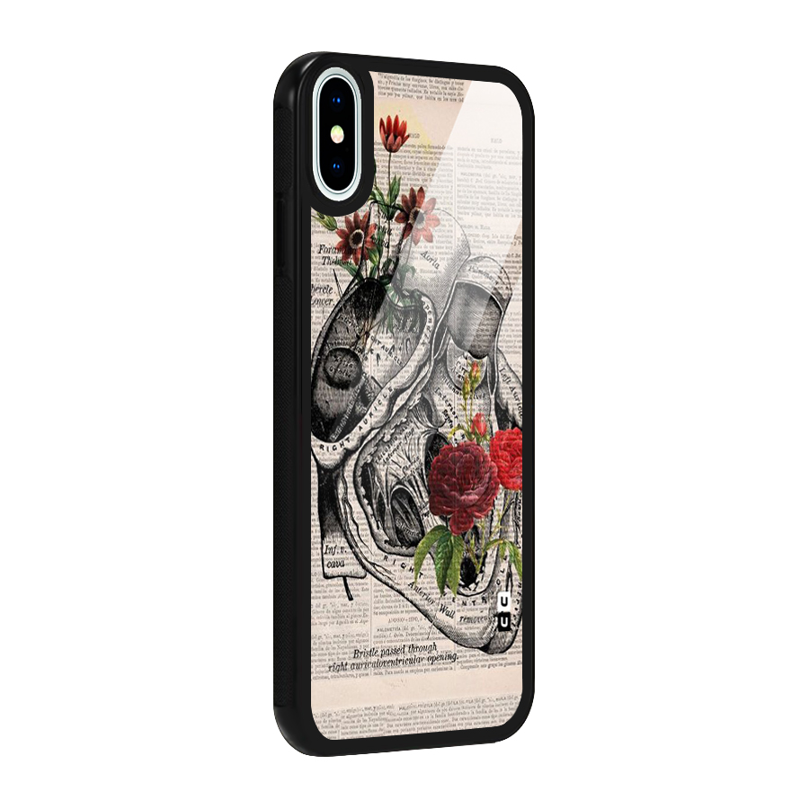 Heart Newspaper Glass Back Case for iPhone X