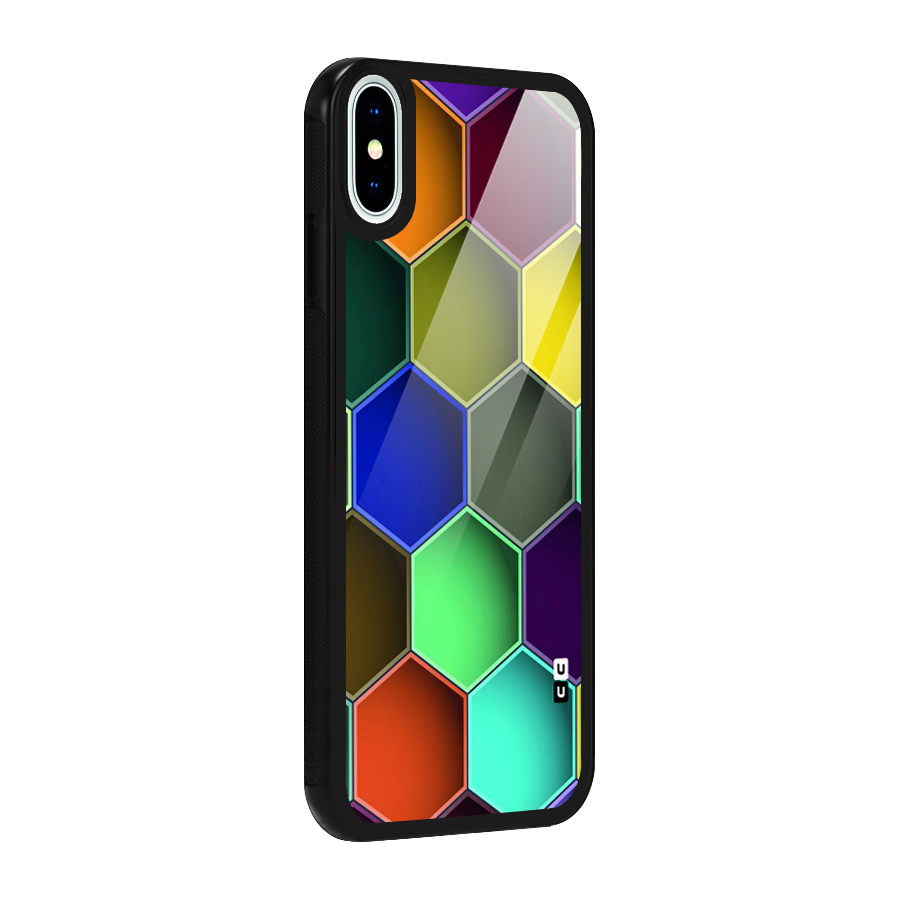 Hexagonal Palette Glass Back Case for iPhone X