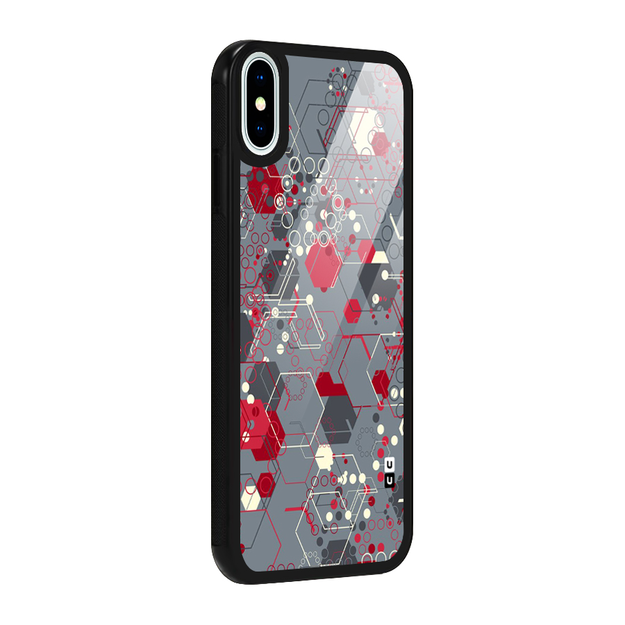 Hexagons Pattern Glass Back Case for iPhone X