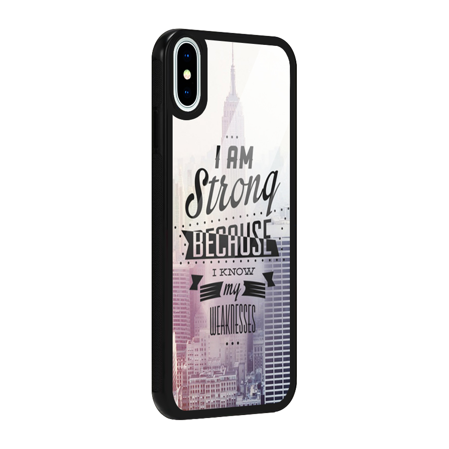 I am Strong Glass Back Case for iPhone X