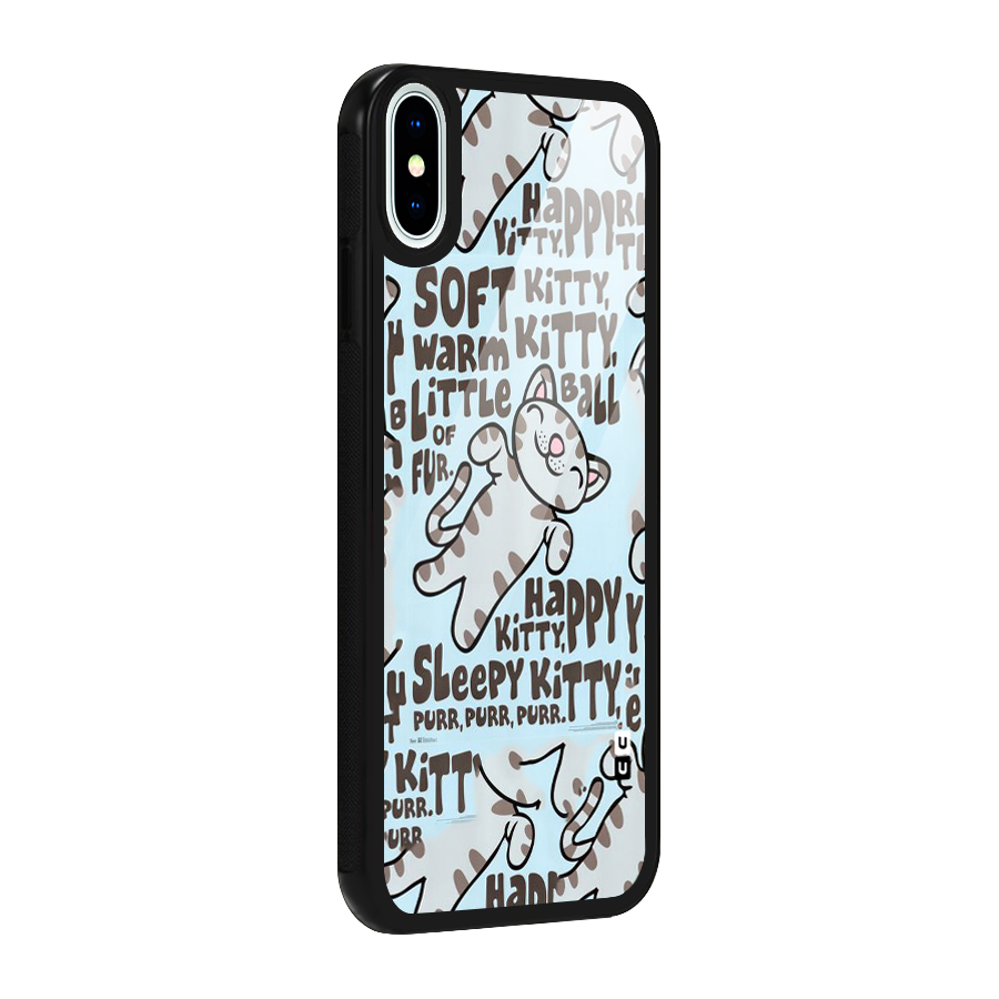 Kitty Pattern Glass Back Case for iPhone X