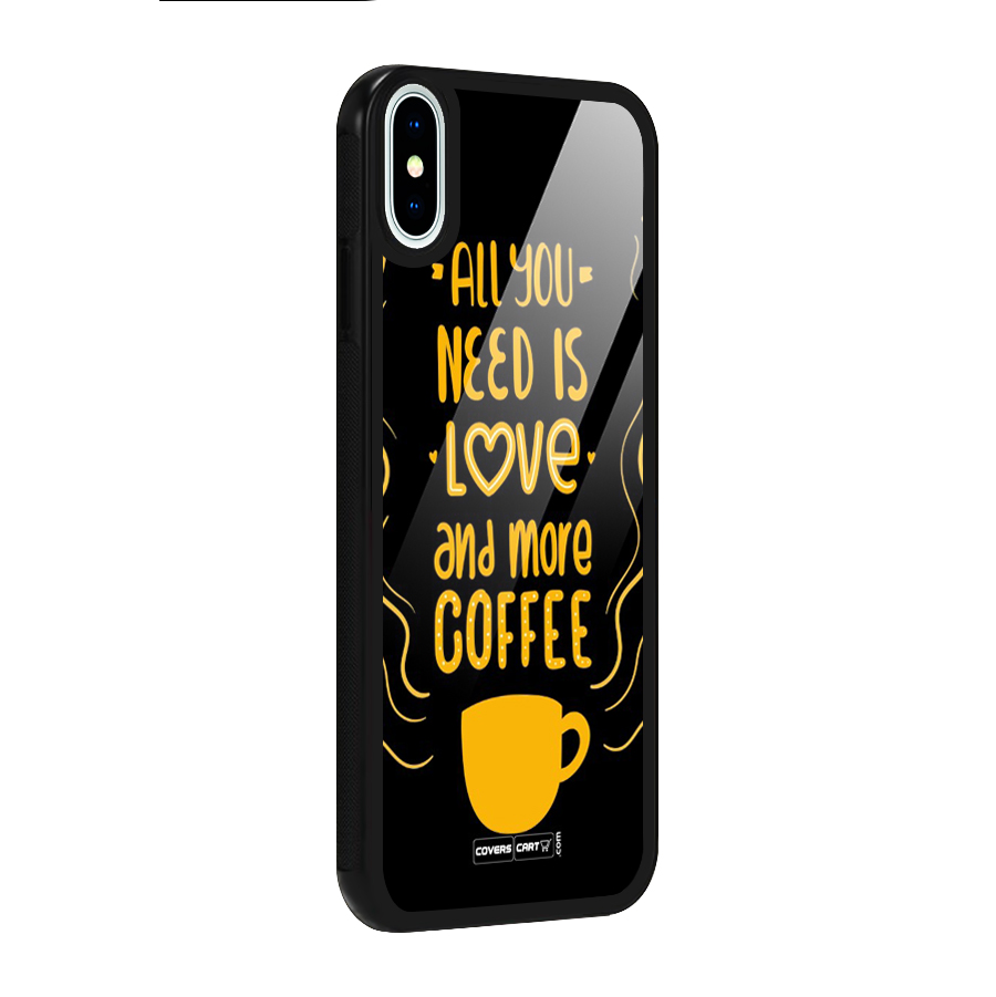 Love and More Coffee Glass Back Case for iPhone X