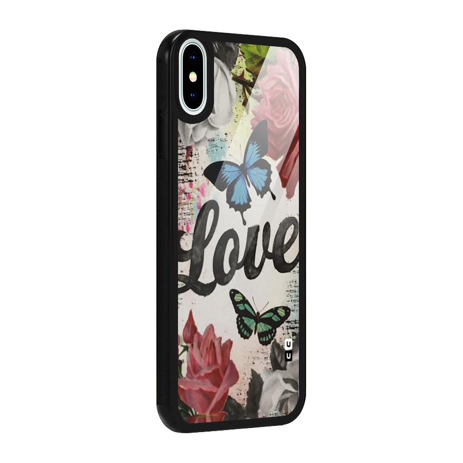 Lovely Butterfly Love Glass Back Case for iPhone X