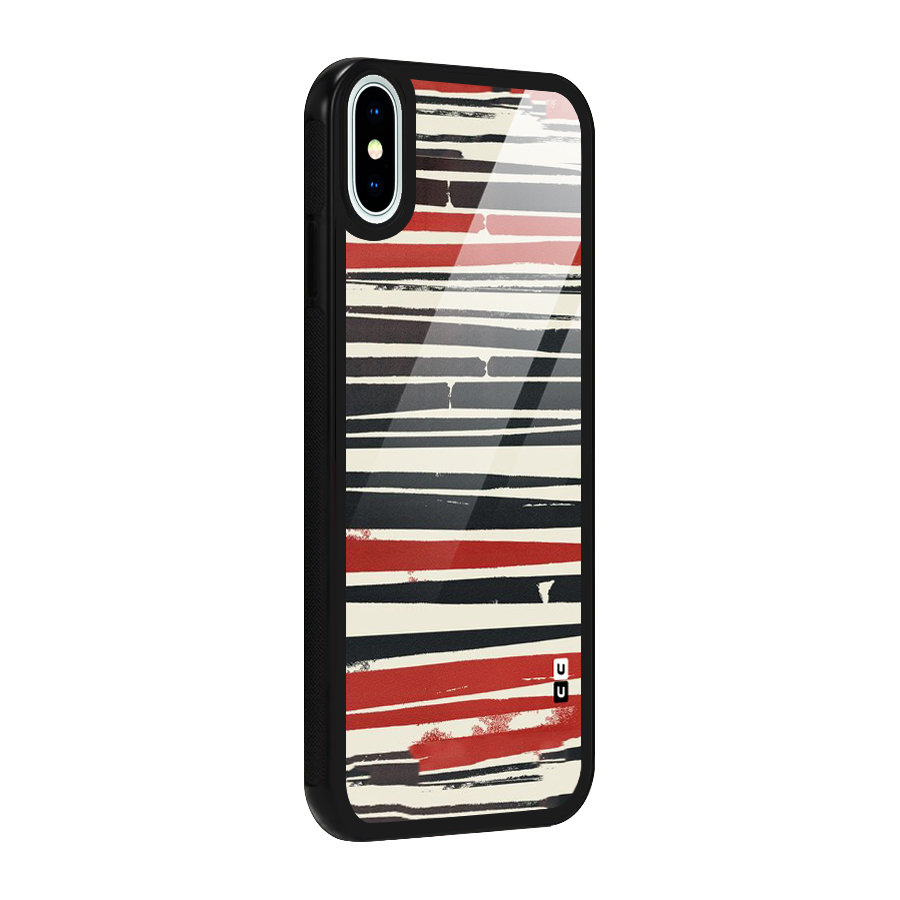 Messy Vintage Stripes Glass Back Case for iPhone X