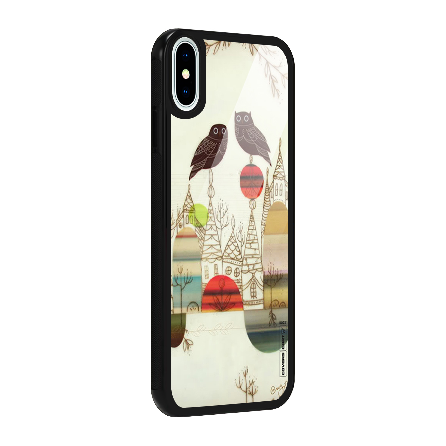 Owl Art Glass Back Case for iPhone X