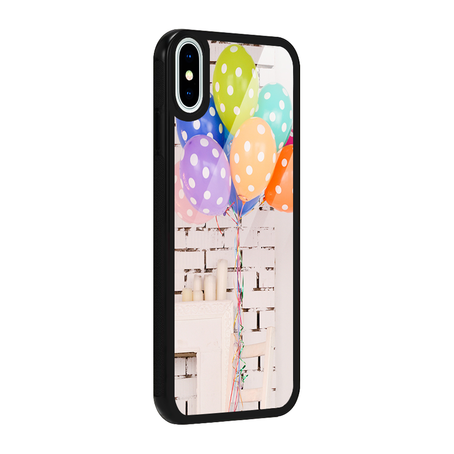 Party Balloons Glass Back Case for iPhone X
