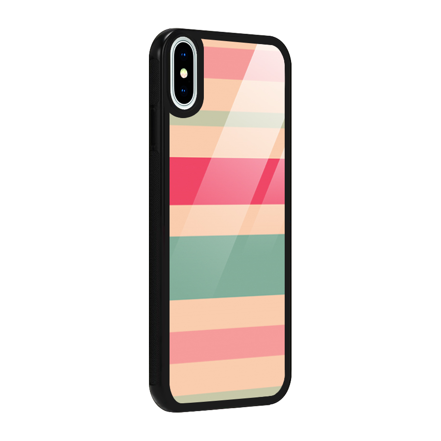 Pastel Stripes Vintage Glass Back Case for iPhone X