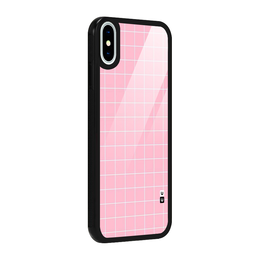 Pink Checks Glass Back Case for iPhone X