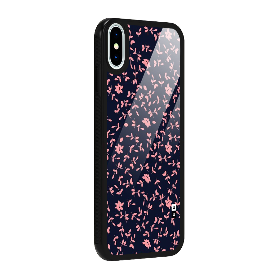 Pink Plant Design Glass Back Case for iPhone X
