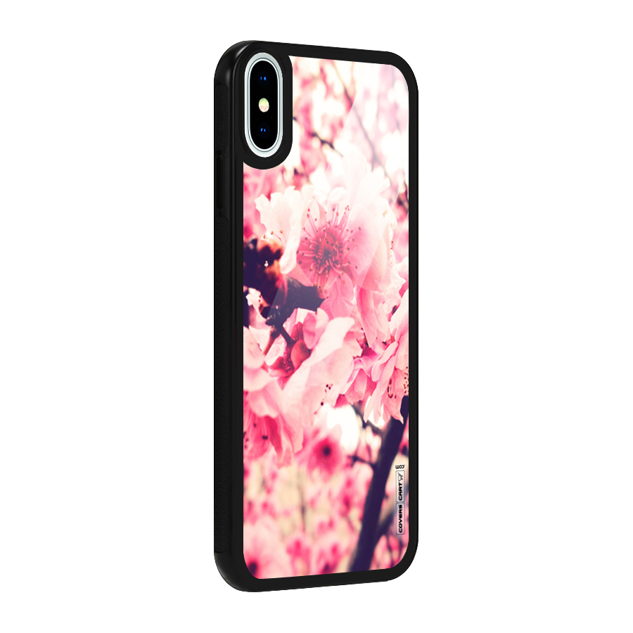 Pretty Pink Flowers Glass Back Case for iPhone X