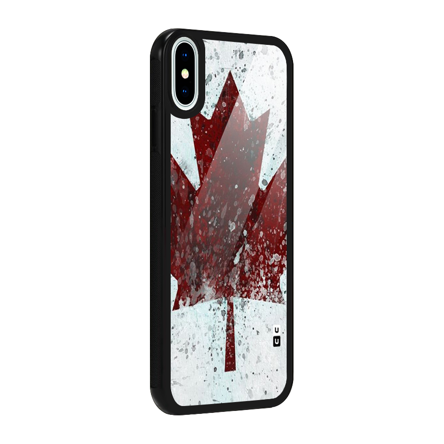 Red Maple Snow Glass Back Case for iPhone X