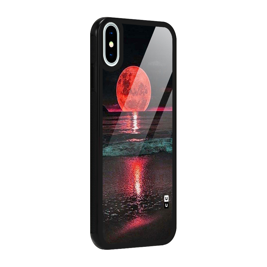 Red Sun Ocean Glass Back Case for iPhone X