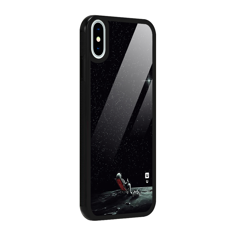 Resting Spaceman Face Glass Back Case for iPhone X