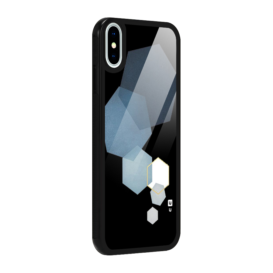 Shades Of Blue Shapes Glass Back Case for iPhone X