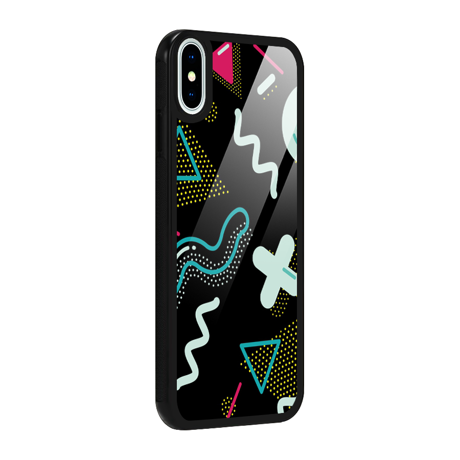 Shapes Pattern Glass Back Case for iPhone X