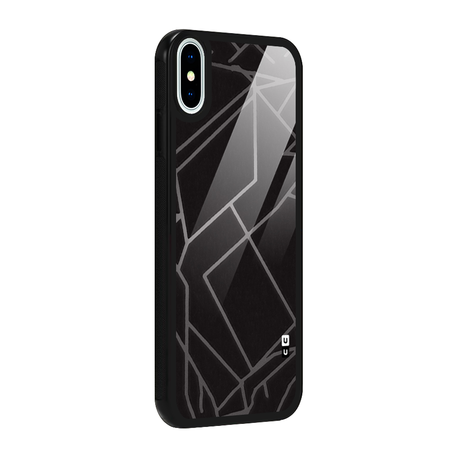 Silver Angle Design Glass Back Case for iPhone X