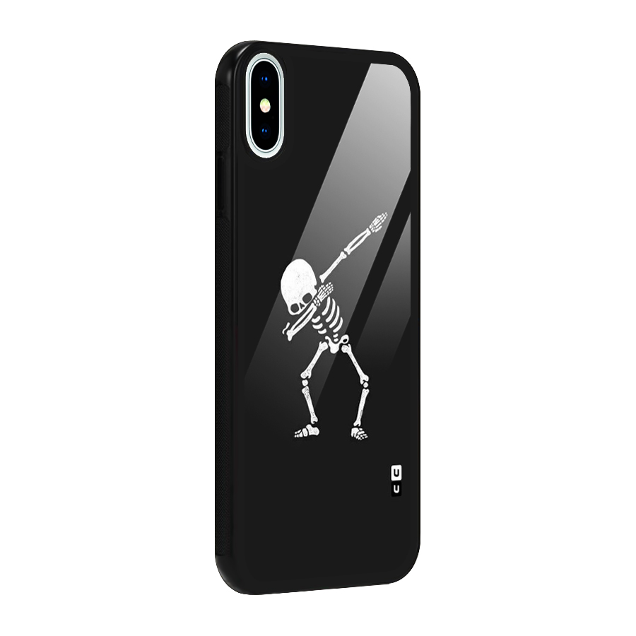 Skeleton Dab White Glass Back Case for iPhone X