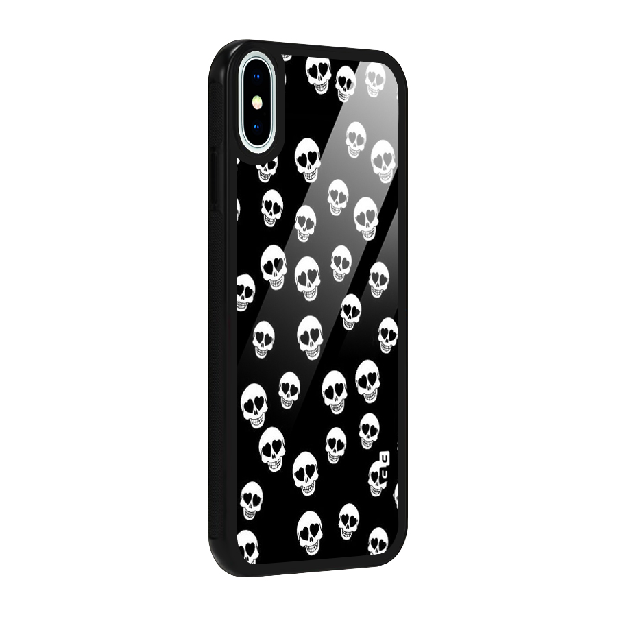 Skull Heart Glass Back Case for iPhone X