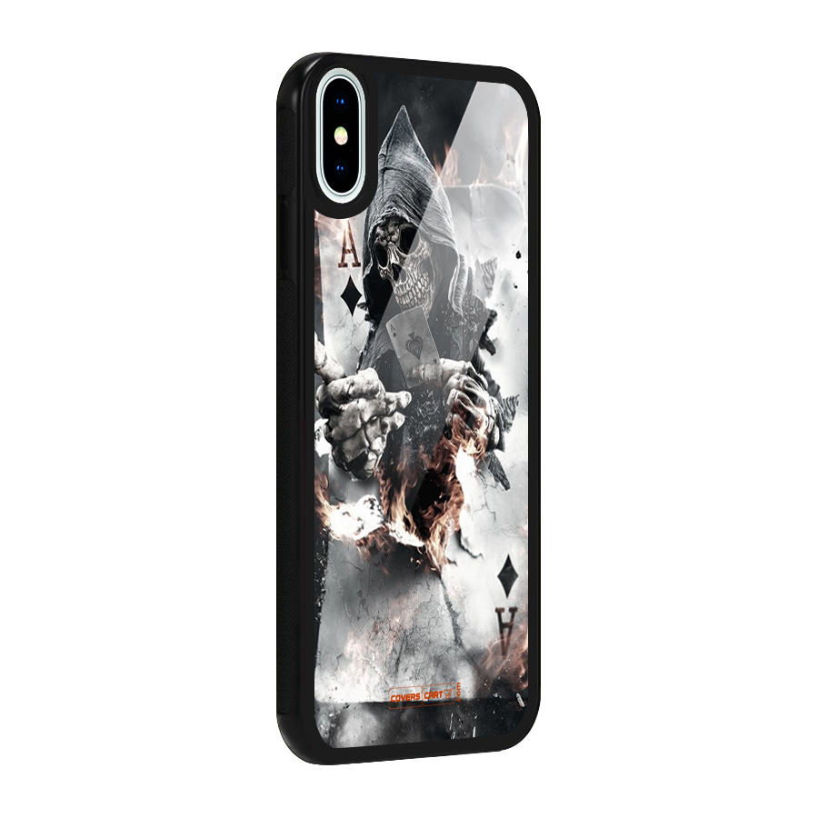 Skull with an Ace Glass Back Case for iPhone X
