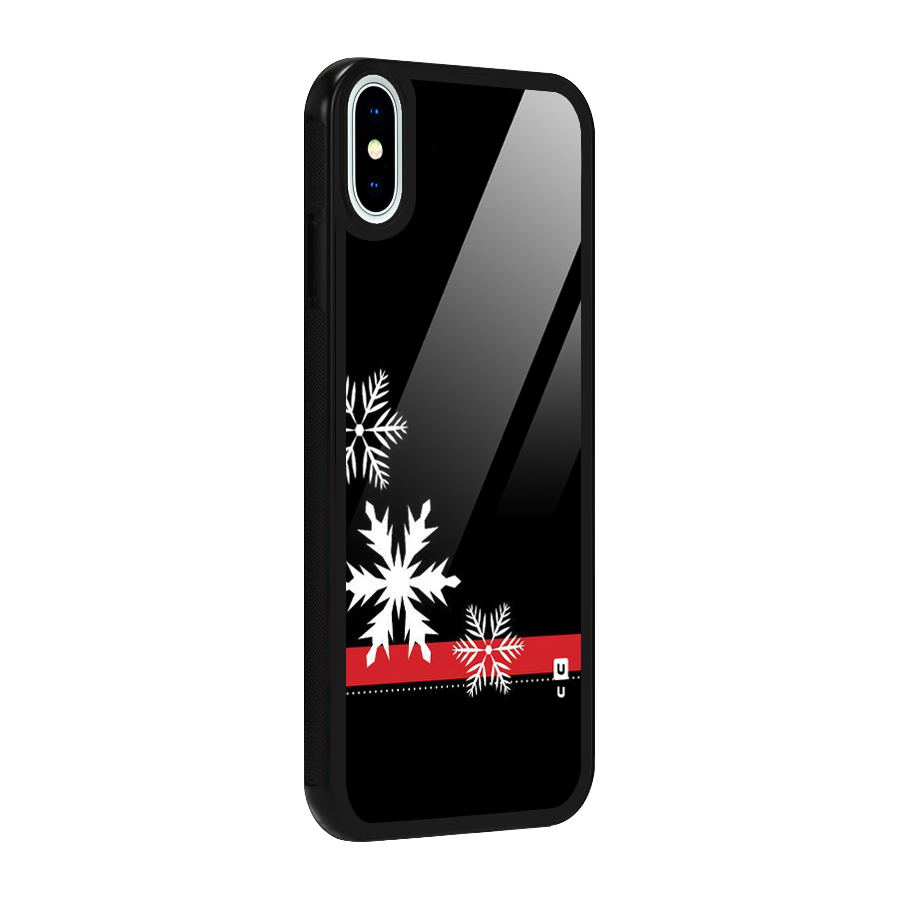 Snowflake Ribbon Glass Back Case for iPhone X