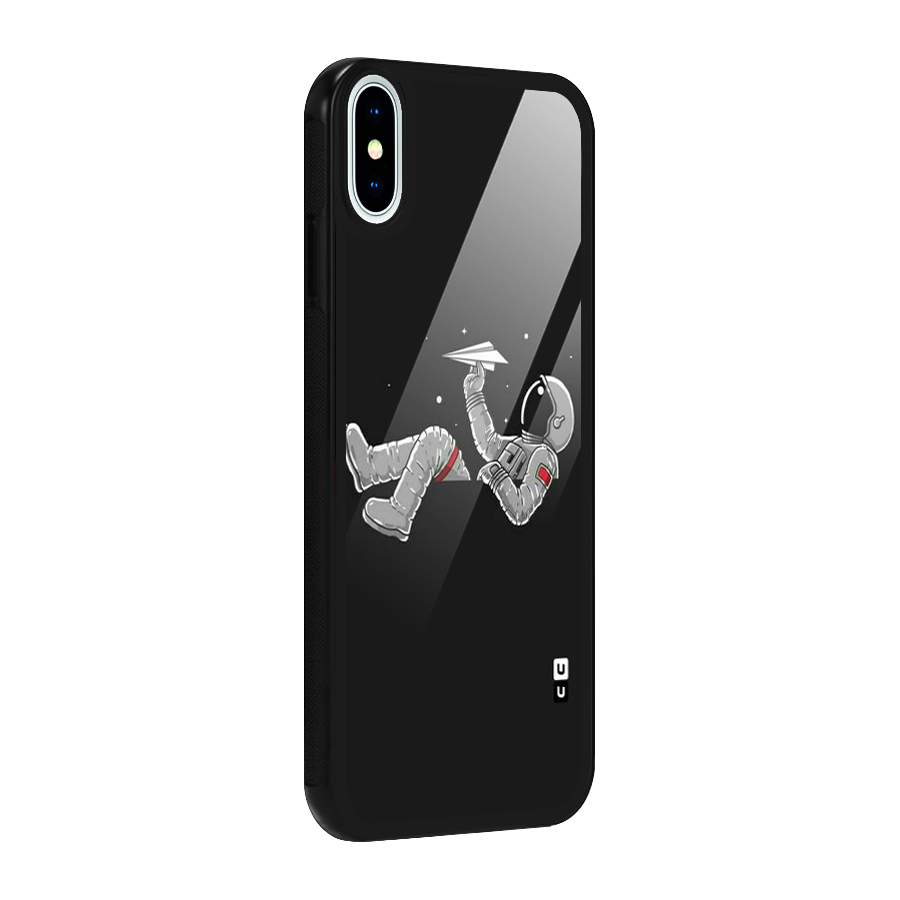 Spaceman Flying Glass Back Case for iPhone X